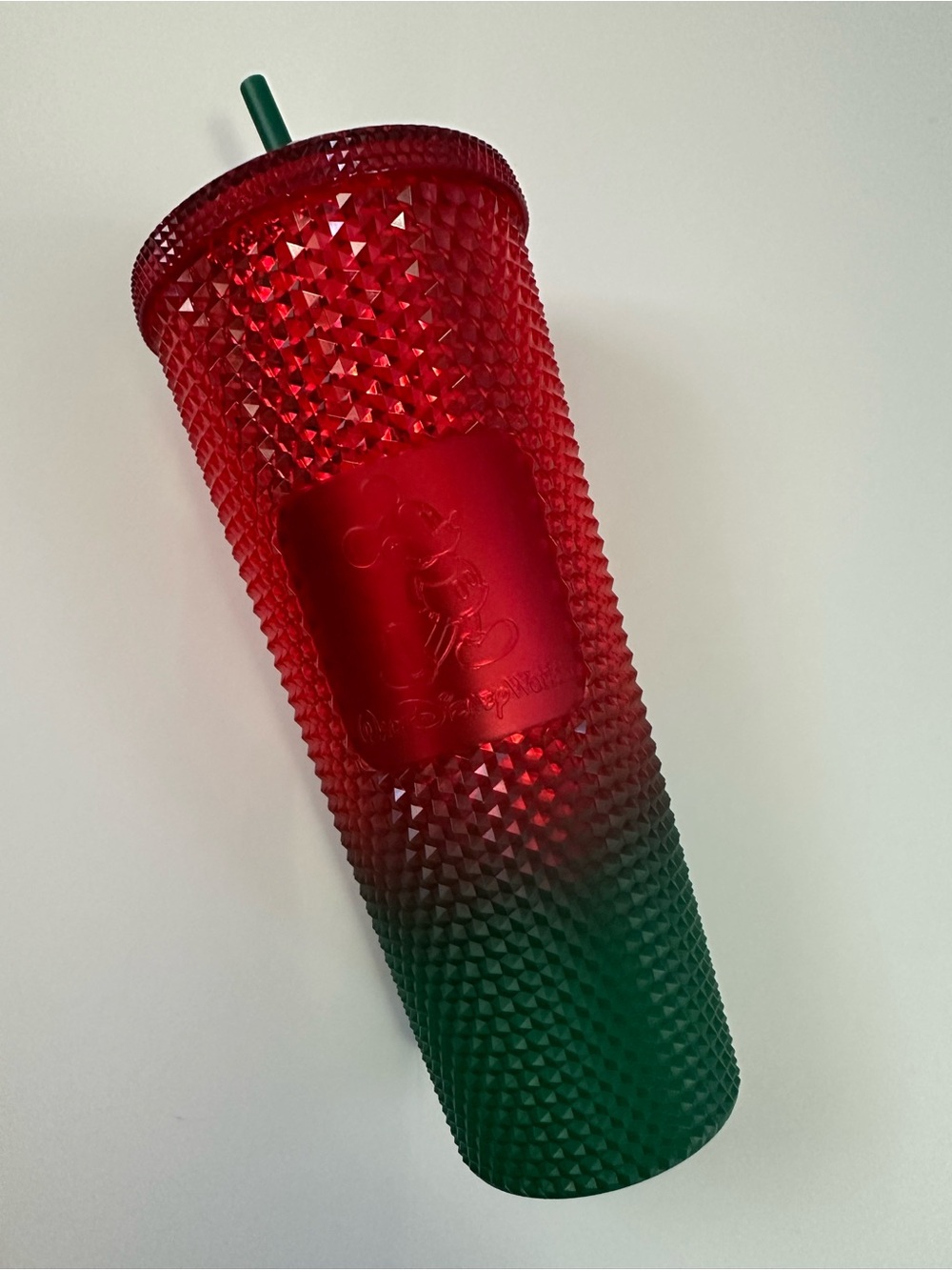 Red to Green Studded Holiday Tumbler with Straw